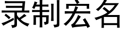 录制宏名 (黑体矢量字库)