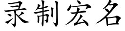 录制宏名 (楷体矢量字库)