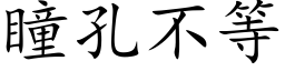 瞳孔不等 (楷体矢量字库)